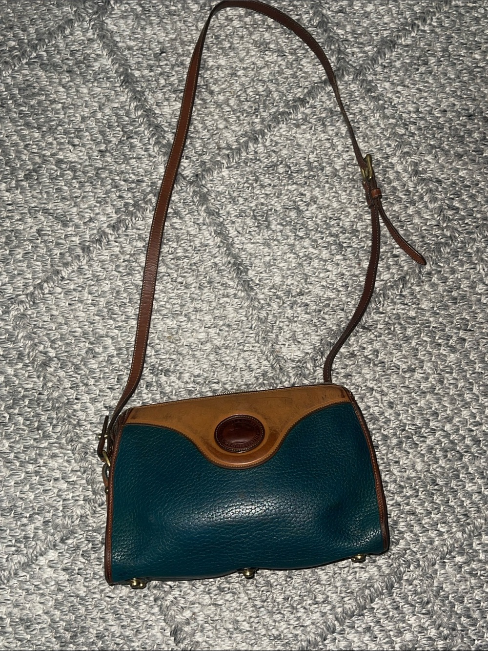 Dooney & Bourke Brown and Teal Leather Crossbody Bag